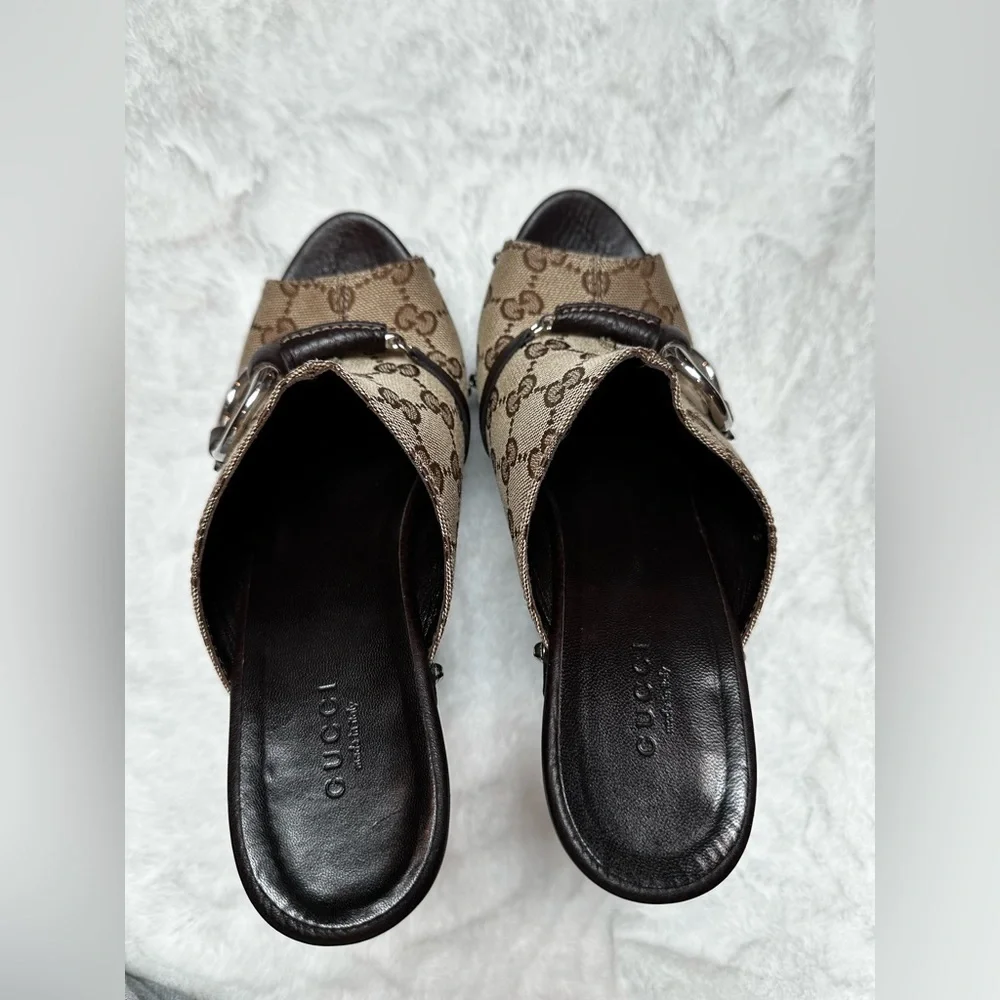 Gucci Women's Brown Monogram Mules - Picture 8 of 17